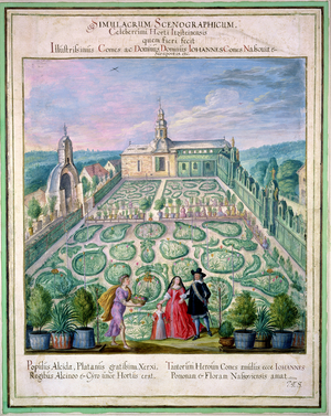 Dutch Garden, from the 'Nassau Florilegium', 1650 (w/c on paper)