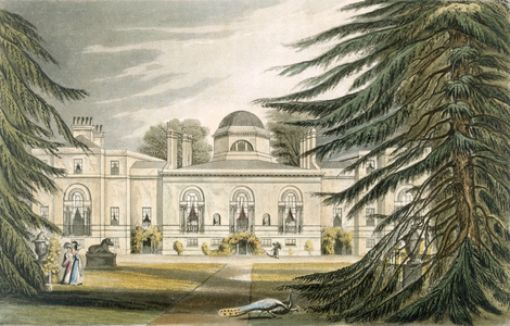 Garden front of Chiswick House (colour engraving)
