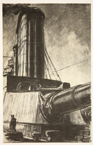 On a Battle-cruiser, illustration from 'The Western Front', pub. by Country Life Ltd, 1917 (litho)