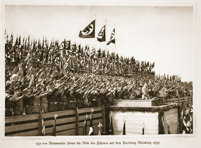 151,000 Amtswalter hear the Speech of the Fuhrer at the Nuremberg Party Conference 1933, from 'Germany Awakened' (litho)