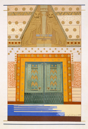 The Gateway of Troy, an illustration from 'L'Odyssee', by Homer, translated by Victor Berard, 1929-33 (colour litho)