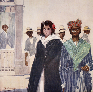 Cartagena, street scene, from a portfolio of prints from the original watercolours, 1912 (colour litho)