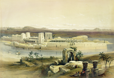 General View of the Island of Philae, Nubia, from "Egypt and Nubia", Vol.1 (litho)