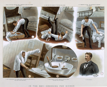 In the Bay, Dressing for Dinner, from 'P & O Pencillings' (colour litho)