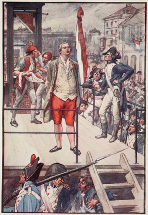 'I Die Innocent, I Pardon My Enemies', plate from 'The Story of France', by Mary MacGregor, 1920 (coloured lithograph)