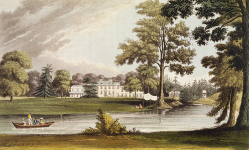 Stoke Place, from Ackermann's 'Repository of Arts', published c.1826 (colour litho)