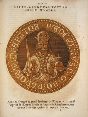 Holy Roman Emperor Wenceslaus of Bohemia (colour litho)