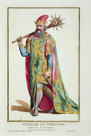 Harold, King of Denmark from 'Receuil des Estampes, Representant les Rangs et les Dignites, suivant le Costume de toutes les Nations existantes', published 1780 (hand-coloured engraving)