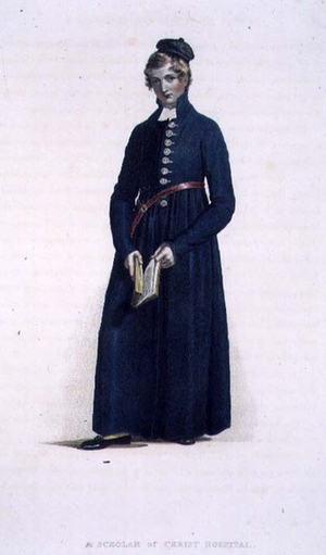 A Scholar of Christ Hospital, from 'History of Christ's Hospital', part of 'History of the Colleges', engraved by J. Agar, pub. by R. Ackermann, 1816 (aquatint)