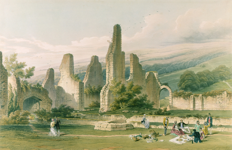 Sawley Abbey, from 'The Monastic Ruins of Yorkshire', engraved by George Hawkins (1819-52), 1842 (colour litho)