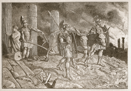 The Plough driven over the site of Carthage (litho)