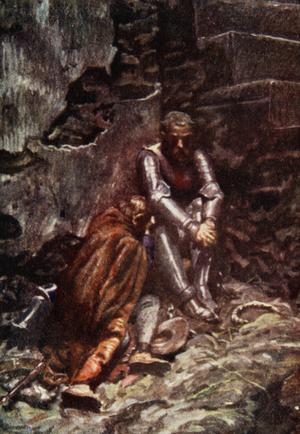The owner of the Castle was Giant Despair, illustration from 'The Pilgrim's Progress' by John Bunyan, told by Mary Macgregor, published by T.C. and E.C. Jack, 1907 (colour litho)