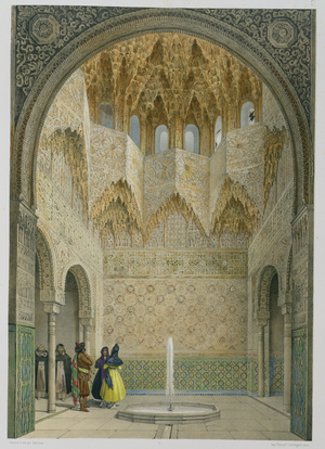 The Hall of the Abencerrages, the Alhambra, Granada, 1853 (coloured litho)