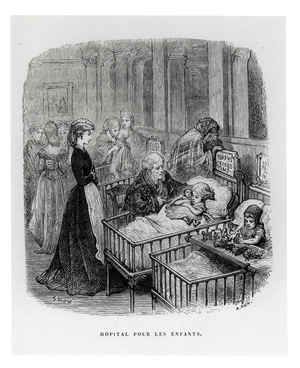 Children's Hospital, from 'London: A Pilgrimage' by William Blanchard Jerrold (1826-84), engraved by Alphonse Jean Baptiste Vien (b.1814) published 1872 (engraving) (b/w photo)