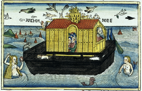 Genesis 6:11-24 Noah's Ark, from the Nuremberg Bible (coloured woodcut)
