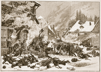 An incident in the Battle of Villersexel, illustration from 'Battles of the Nineteenth Century' by Archibald Forbes, G.A. Henty and Major Arthur Griffiths (litho)
