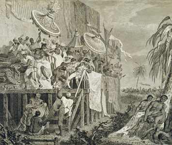 Last Day of the Annual Customs for Watering the Graves of the King's Ancestors, plate 147 from 'The History of Dahomey' by Archibald Dalzel, engraved by Francis Chesham (1749-1806) pub. 1793 (engraving)