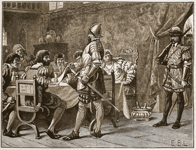Capture of the FitzGeralds, illustration from 'Cassell's Illustrated History of England' (engraving) (sepia photo)