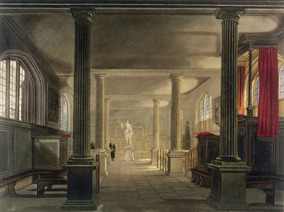 Interior of the Law School, Cambridge, from 'The History of Cambridge', engraved by Joseph Constantine Stadler (fl.1780-1812), pub. by R. Ackermann, 1815 (colour aquatint)