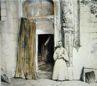 A Monastery Door, Toledo, from 'Sketches of Spain', engraved by Charles Joseph Hullmandel (1789-1850) published 1836 (colour litho)