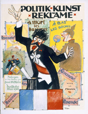 Poster advertising secondhand political art, 1915/16 (lithograph)