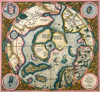 Septentrionalium terrarum descriptio, map of the Arctic, 1595 (engraving)