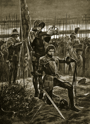Henry VII crowned at Bosworth, illustration from 'Hutchinson's Story of the British Nation', c.1923 (litho)