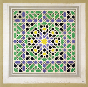 Mosaic design from the Alhambra, from 'The Arabian Antiquities of Spain', published 1812 (w/c on paper)