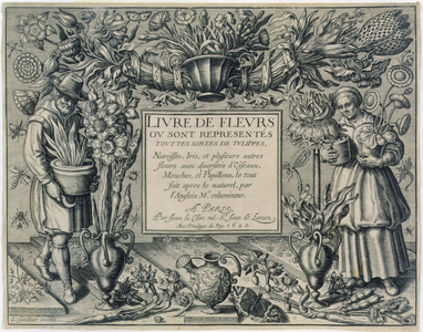 Title page from 'Livre des Fleurs' by Jean Le Clerc, published 1620 (engraving)