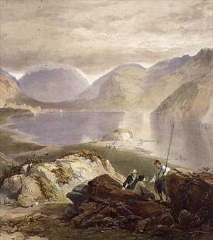 Wast Water, detail of fishermen, from 'The English Lake District', 1853 (litho) (detail of 97210)