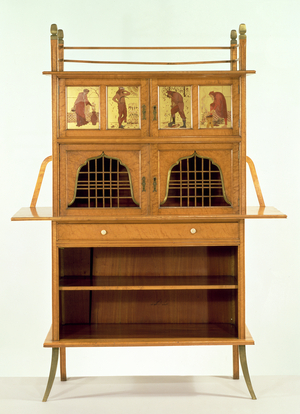 Satinwood Cabinet with Painted Panels, c.1877 (satinwood)