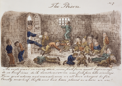 The Prison, 1858 (coloured engraving)