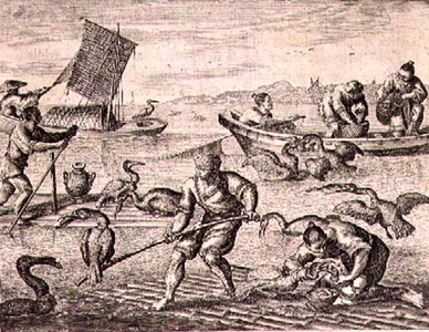 Chinese Fishermen using Cormorants to Catch Fish, illustration from a description of Embassies to China, 1690 (engraving)