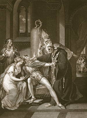 Edwy and Elgiva, engraved by Isaac Taylor, illustration from David Hume's 'The History of England', pub. by R. Bowyer, London, 1812 (engraving)