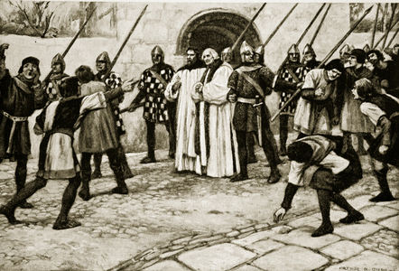 The arrest of the Bishops at Oxford, 1139, illustration from 'Hutchinson's Story of the British Nation', c.1920 (litho)