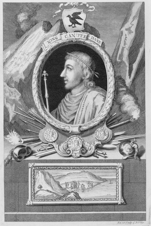 Canute the Great (d.1035) King of England, Denmark and Norway, engraved by the artist (engraving)