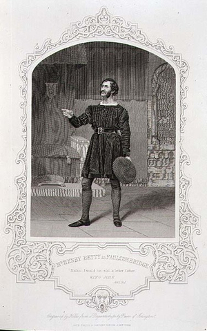 Mr Henry Betty as Faulconbridge, Act I Scene 1 from 'King John', from a daguerreotype by Paine of Islington, engraved by George Hollis (1792-1842) pub. by John Tallis & Co. (litho)