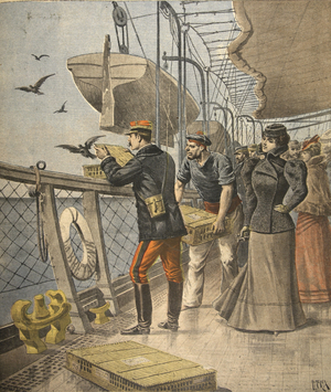 At sea, illustration from 'Le Petit Journal: Supplement illustre', 10th April 1898 (litho)