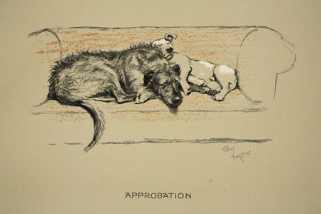 Approbation, 1930, 1st Edition of 'Sleeping Partners', Aldin, Cecil Charles Windsor (1870-1935), published by Eyre and Spottiswoode Limited, Chalk and Charcoal on paper