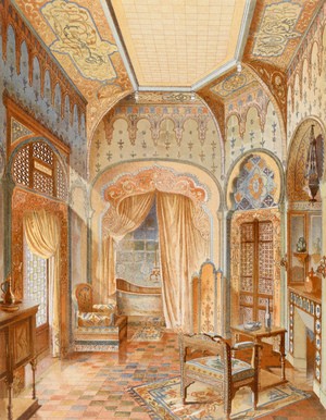 A Moorish style bathroom interior, illustration from 'La Decoration Interieure' published c.1893-94 (colour litho)