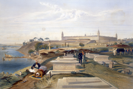 Hospital and Cemetery, Scutari, plate from 'The Seat of War in the East', pub. by Paul & Dominic Colnaghi & Co., 1856 (litho)