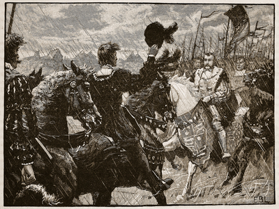 Meeting of Henry and the Emperor Maximilian, illustration from 'Cassell's Illustrated History of England' (engraving) (sepia photo)