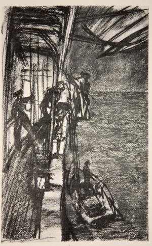 Off Havre: taking the pilot aboard a hospital ship, illustration from 'The Western Front', pub. by Country Life Ltd, 1917 (litho)