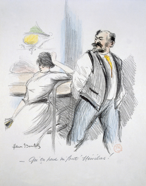 Parisian Man and Woman, c.1890 (colour litho)