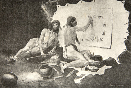 Such as these the shapes they painted, On the birch-bark and the deer-skin, from The Song of Hiawatha by Henry Wadsworth Longfellow (1807-82), pub. by George G. Harrap & Company Ltd., 1911 (litho)