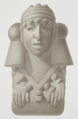 The Rain God, Cocijo, plate 52 from 'Ancient Monuments of Mexico', engraved by Lasnier, 1866 (litho)