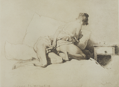 Couple Having Sex on a Bed, plate 36 from 'Liebe' ('Love') pub. 1901 in Leipzig (heliogravure)