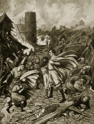 The whirlwind of 1091, illustration from 'Hutchinson's Story of the British Nation', c.1920 (litho)
