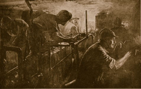 Interior of a 'tank' belonging to the French artillery of Assault, 1914-18 (litho)