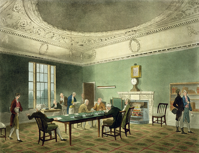 Board of Trade, from 'Ackermann's Microcosm of London', engraved by Thomas Sunderland (fl.1798), 1809 (aquatint)